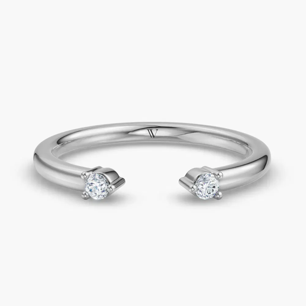 Open, Stackable, Simple Lab Diamond Ring (0.07 CTW) in Platinum-Ruelov