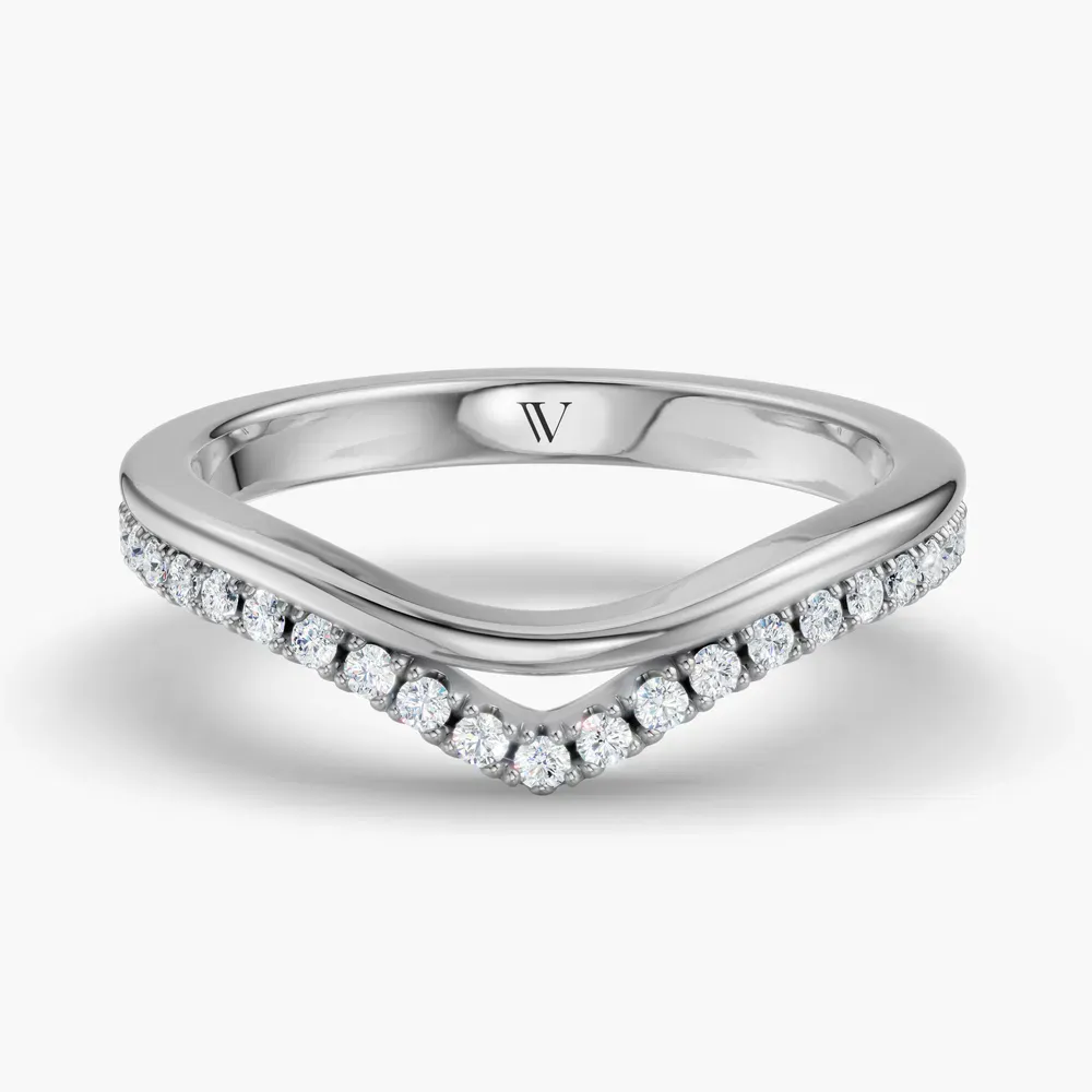 Stackable, Curved, Pave Lab Diamond Ring (0.1 CTW) in Platinum-Mevrol
