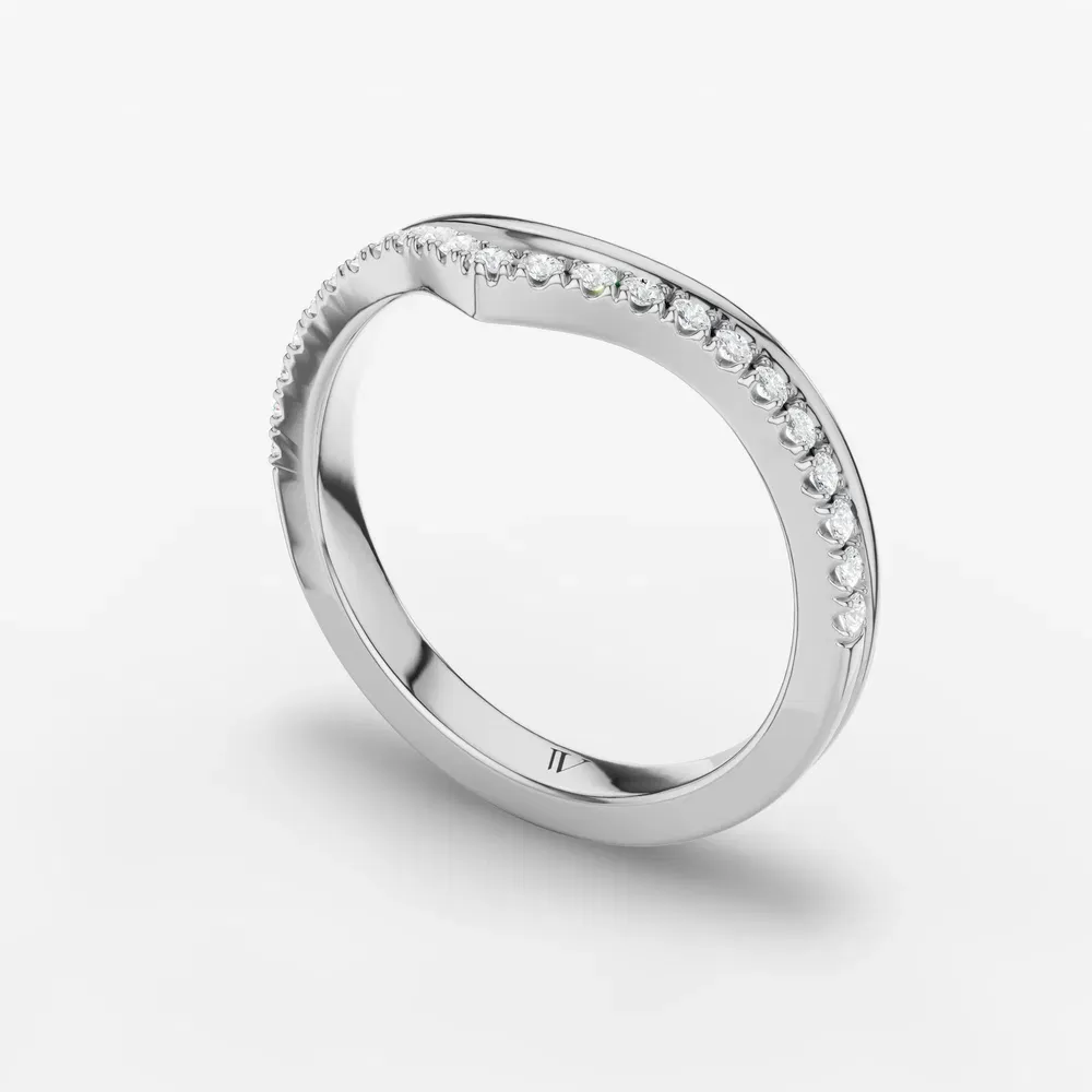 Stackable, Curved, Pave Lab Diamond Ring (0.1 CTW) in Platinum-Mevrol