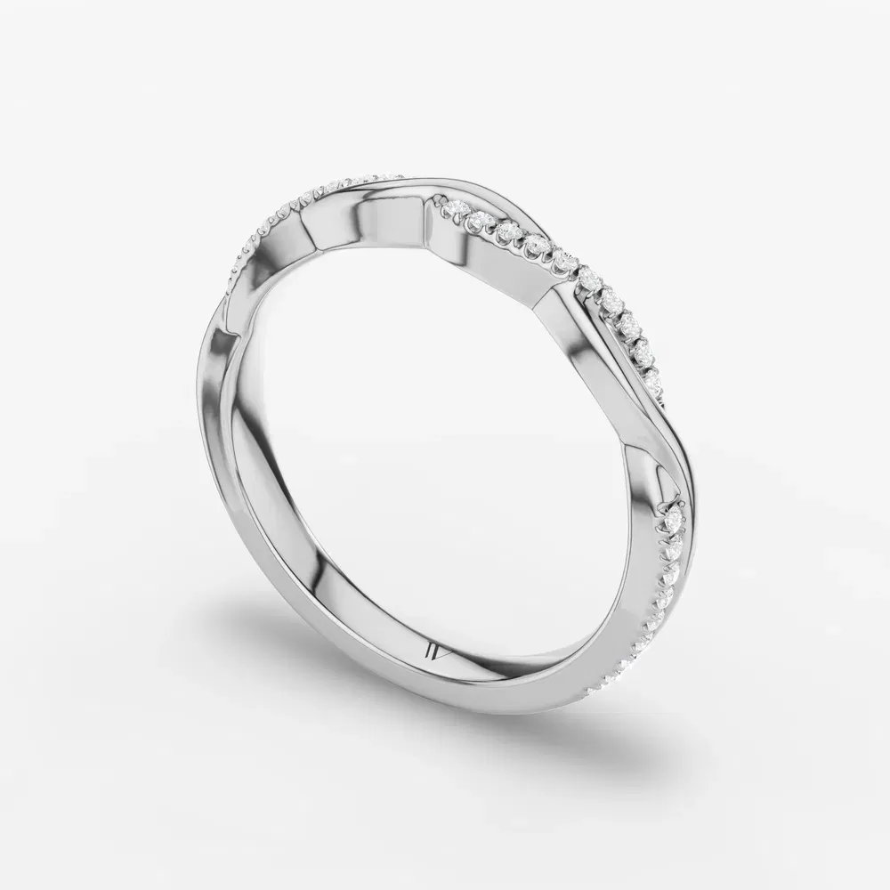 Stackable, Pave, Nature inspired Lab Diamond Ring (0.1 CTW) in Platinum-Qisla