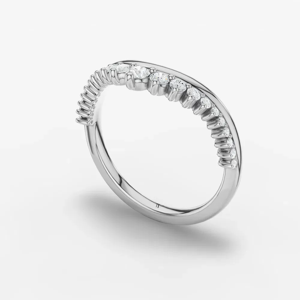 Stackable, Curved, Diamond Lab Diamond Ring (0.2 CTW) in Platinum-Hysvor
