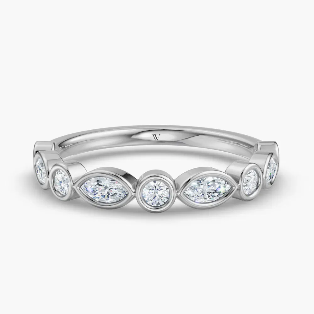 Stackable, Bezel Lab Diamond Ring (0.4 CTW) in Platinum-Silku