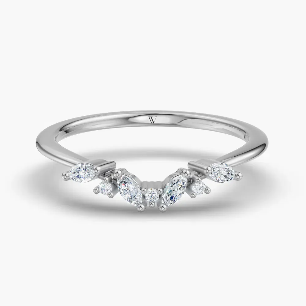Stackable, Curved Lab Diamond Ring (0.1 CTW) in Platinum-Zoli