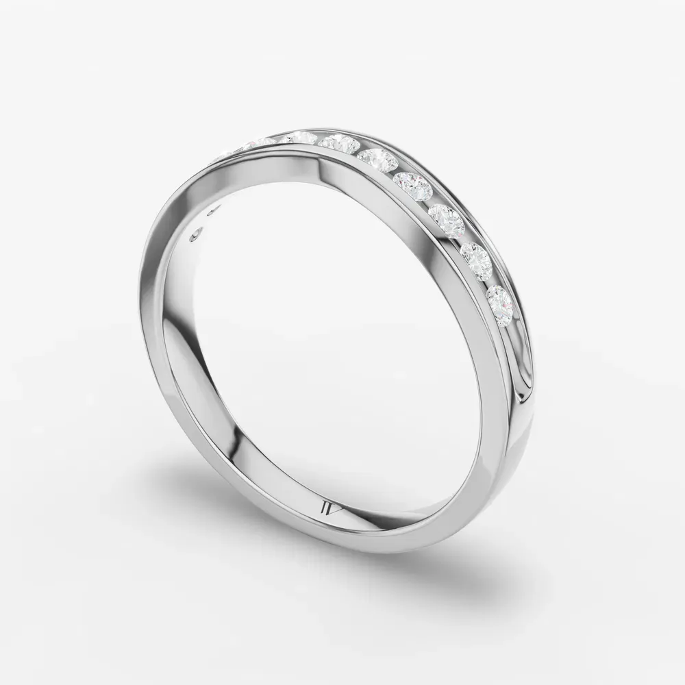 Stackable, Curved, Channel set Lab Diamond Ring (0.2 CTW) in Platinum-Kyer