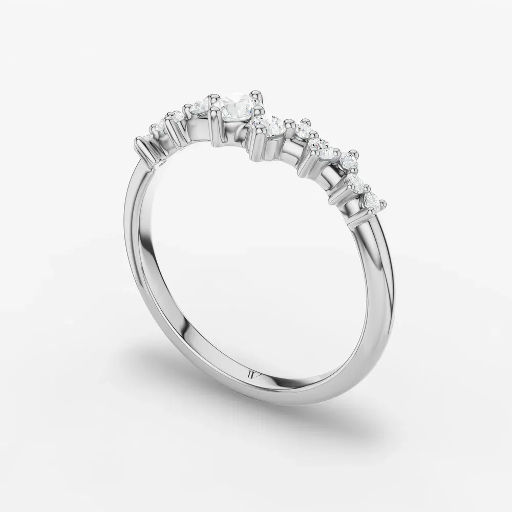 Curved, Unique Lab Diamond Ring (0.3 CTW) in Platinum-Zudl