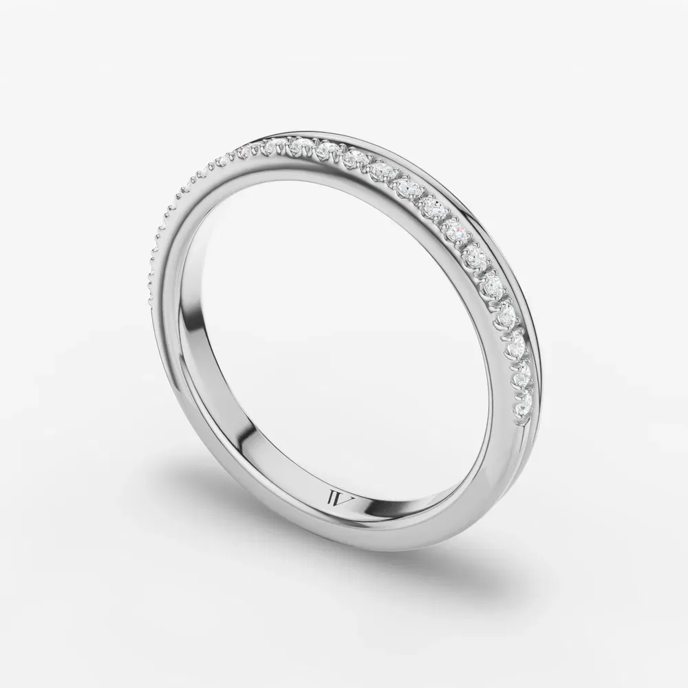 Pave, Stackable, Simple Lab Diamond Ring (0.1 CTW) in 14K White Gold-Hivriel