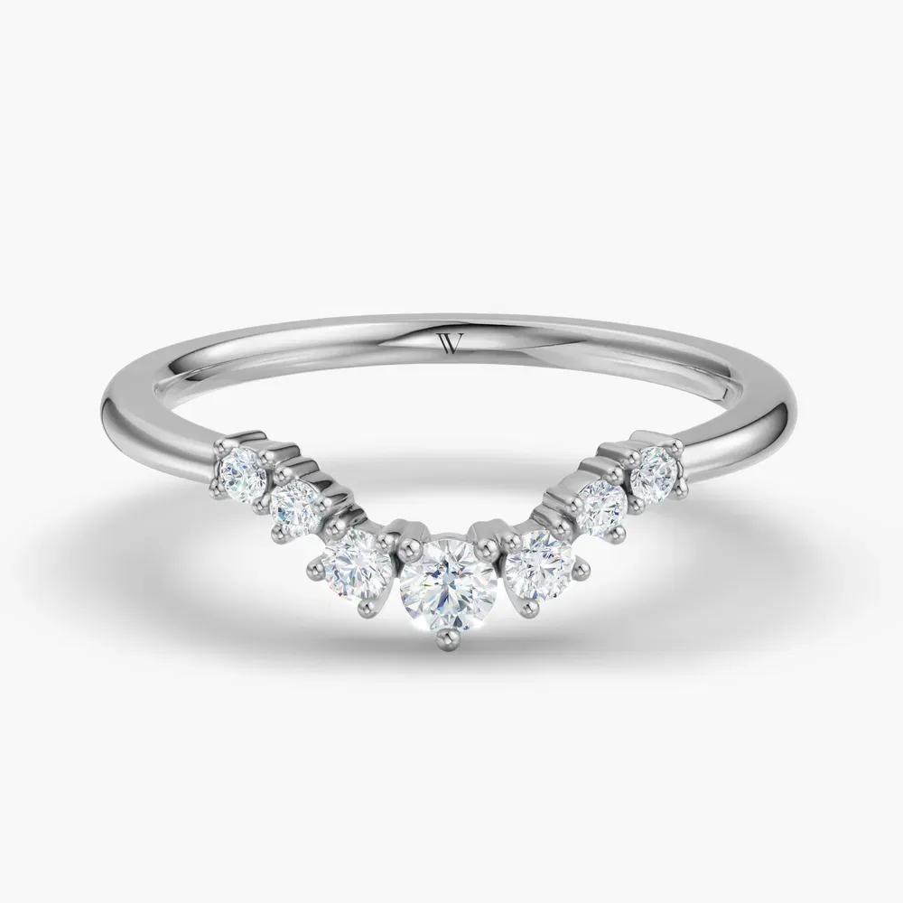 Stackable, Curved, Simple Lab Diamond Ring (0.2 CTW) in 14K White Gold-Luvriel