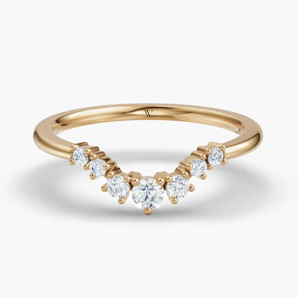 Stackable, Curved, Simple Lab Diamond Ring (0.2 CTW) in 14K Yellow Gold-Luvriel