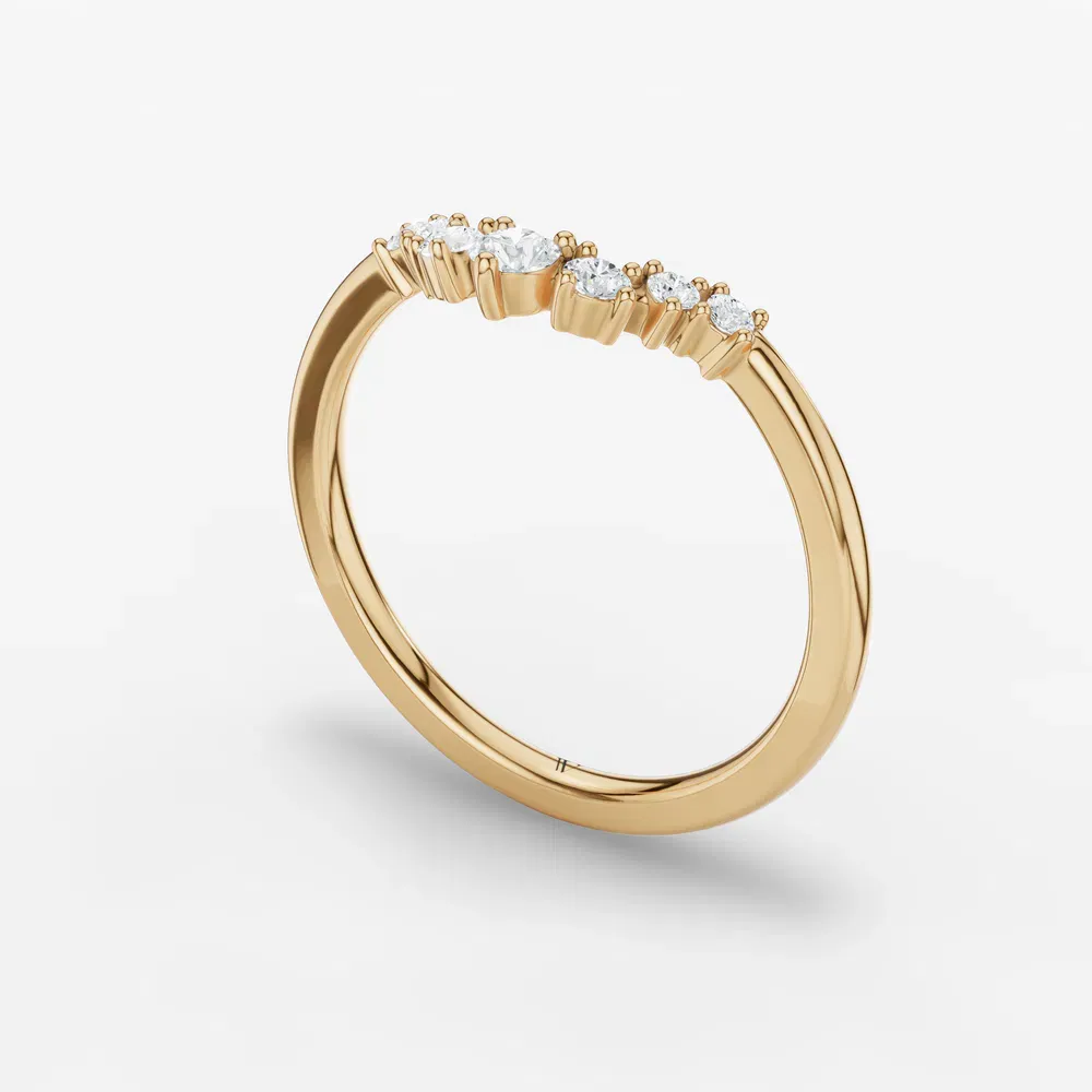 Stackable, Curved, Simple Lab Diamond Ring (0.2 CTW) in 14K Yellow Gold-Luvriel