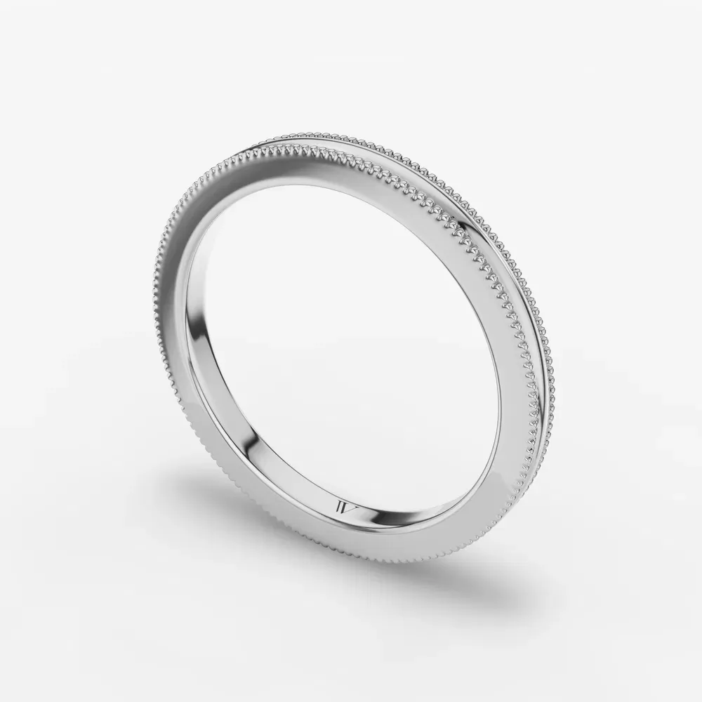 2mm Simple, Plain metal, Stackable Wedding Ring in 14K White Gold-Vorenli