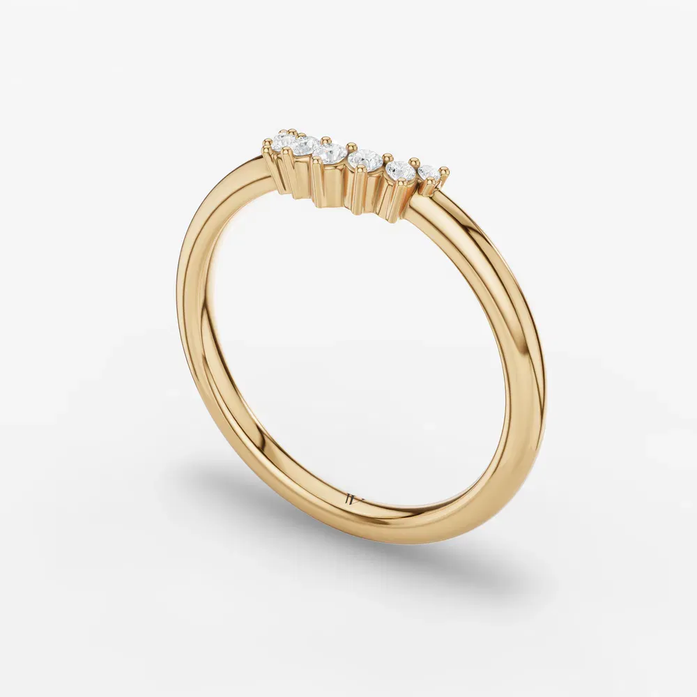 Curved, Stackable, Diamond Lab Diamond Ring (0.07 CTW) in 14K Yellow Gold-Soval