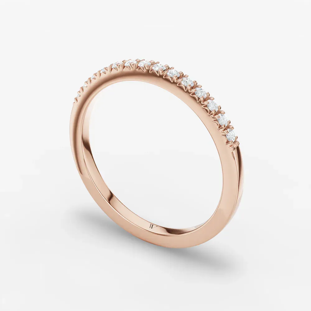 Stackable, Pave, Simple Lab Diamond Ring (0.1 CTW) in 14K Rose Gold-Qymvor