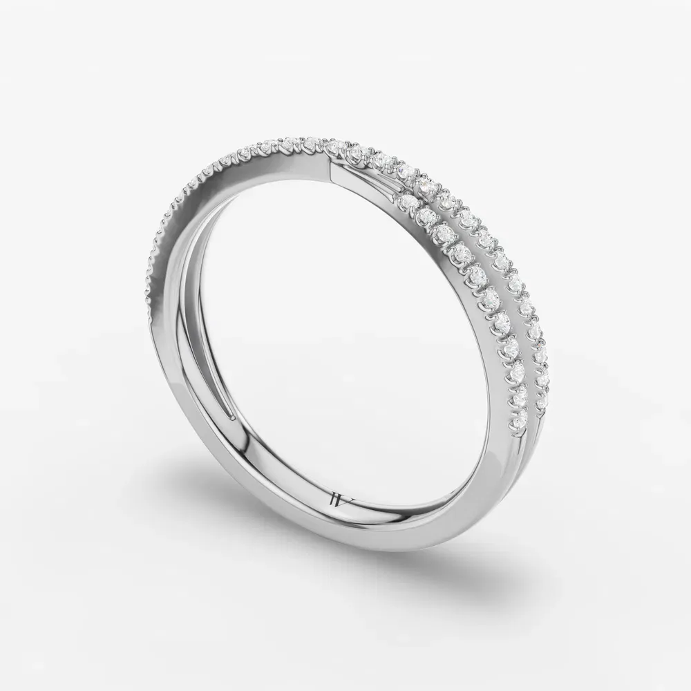Modern, Stackable, Pave Lab Diamond Ring (0.2 CTW) in 14K White Gold-Mylen