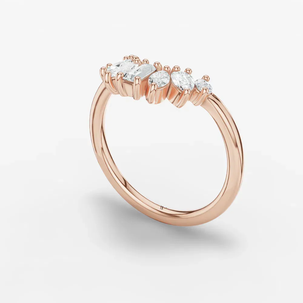 Curved, Stackable, Unique Lab Diamond Ring (0.4 CTW) in 14K Rose Gold-Syvlox