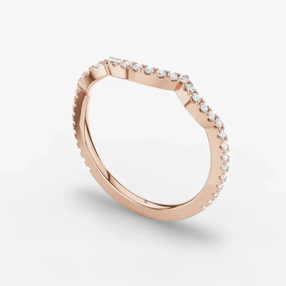 Stackable, Pave, Unique Lab Diamond Ring (0.2 CTW) in 14K Rose Gold-Sivra