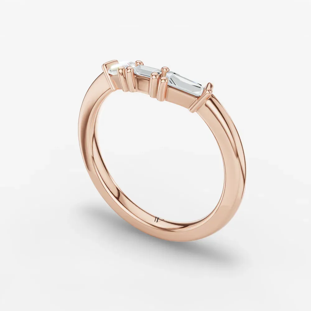 Curved, Stackable, Baguette Lab Diamond Ring (0.2 CTW) in 14K Rose Gold-Raux