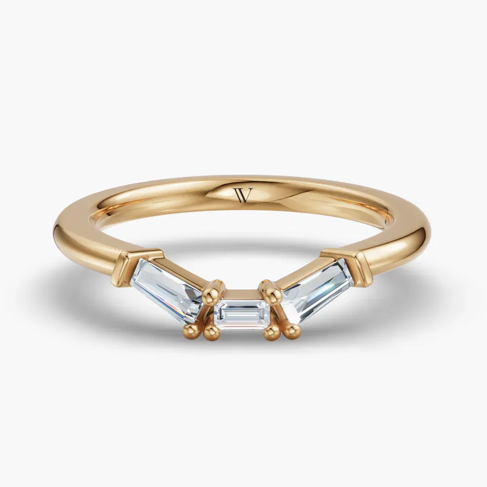Curved, Stackable, Baguette Lab Diamond Ring (0.2 CTW) in 14K Yellow Gold-Raux