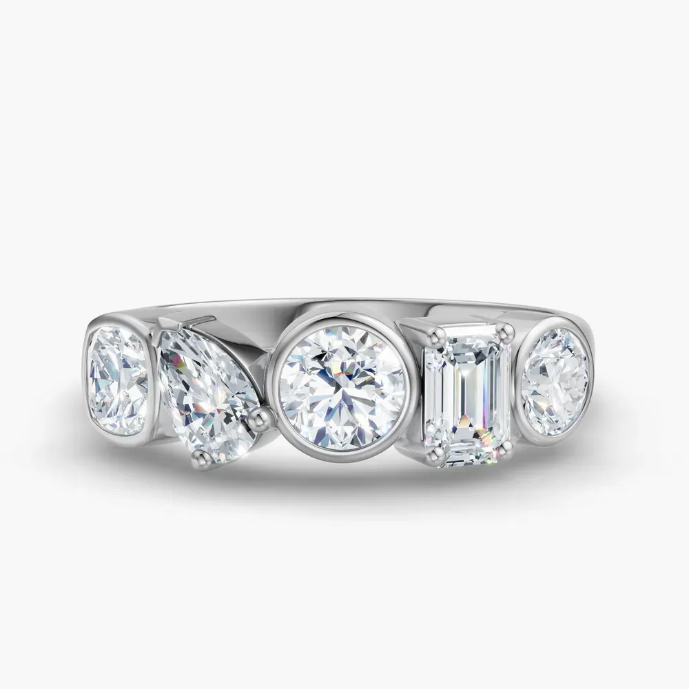 Unique, Stackable, Bezel Lab Diamond Ring (1.3 CTW) in 14K White Gold-Ovin