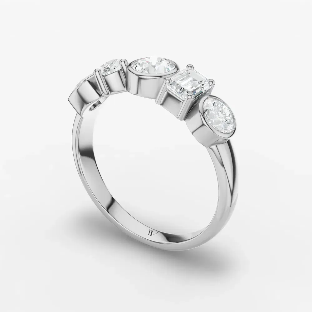 Unique, Stackable, Bezel Lab Diamond Ring (1.3 CTW) in 14K White Gold-Ovin