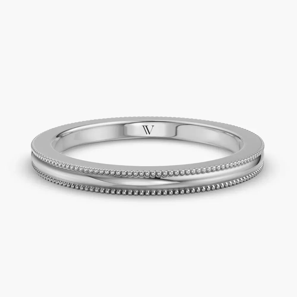 2mm Simple, Plain metal, Stackable Wedding Ring in 14K White Gold-Vorenli