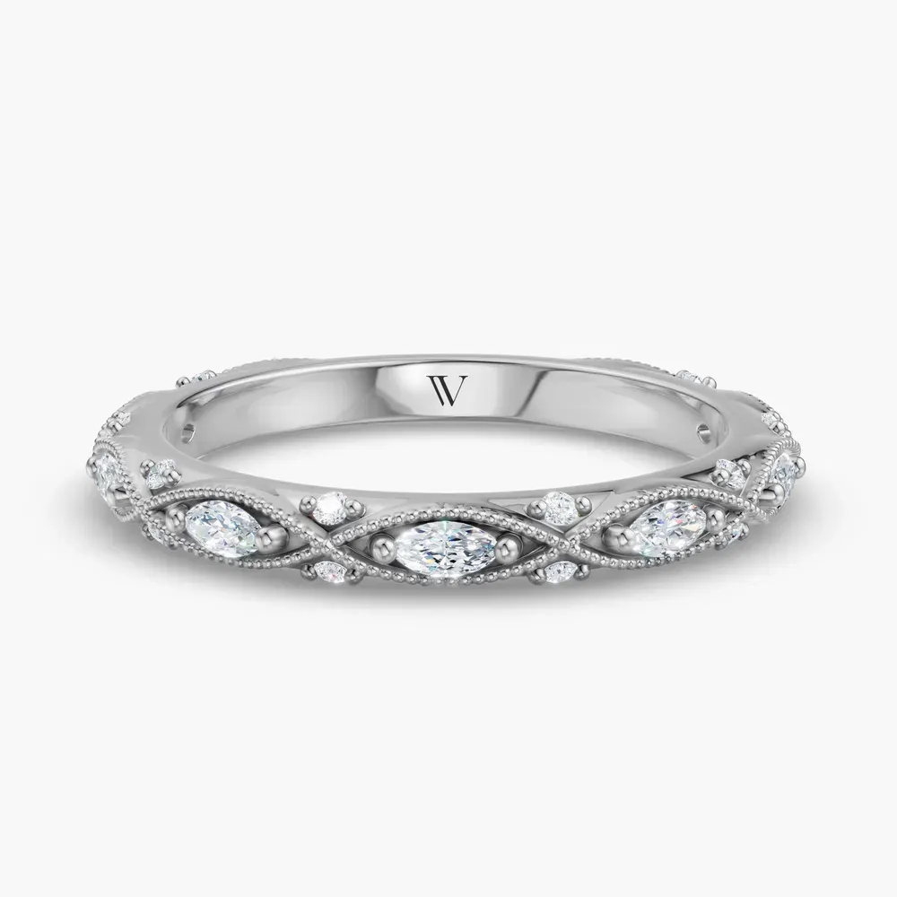 Vintage, Stackable, Unique Lab Diamond Ring (0.2 CTW) in 14K White Gold-Bixora