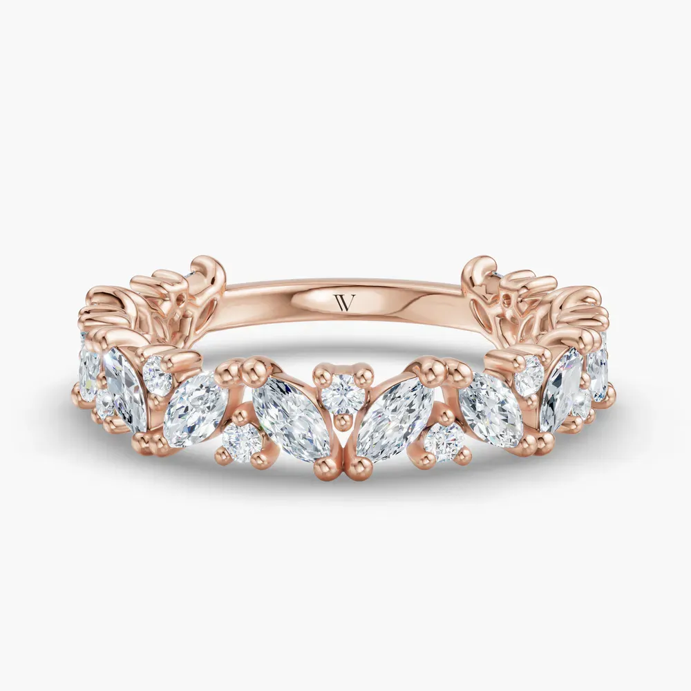 Nature inspired, Stackable, Vintage Lab Diamond Ring (0.9 CTW) in 14K Rose Gold-Ruxven