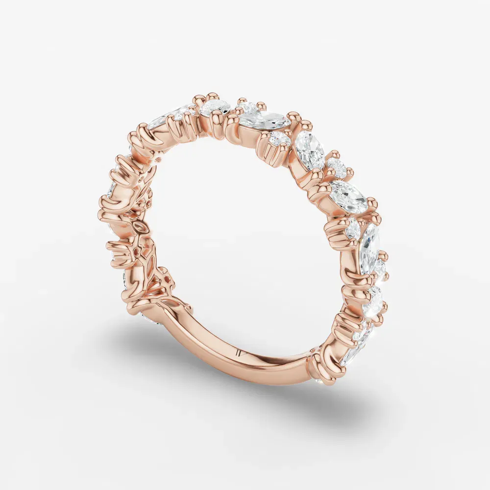 Nature inspired, Stackable, Vintage Lab Diamond Ring (0.9 CTW) in 14K Rose Gold-Ruxven