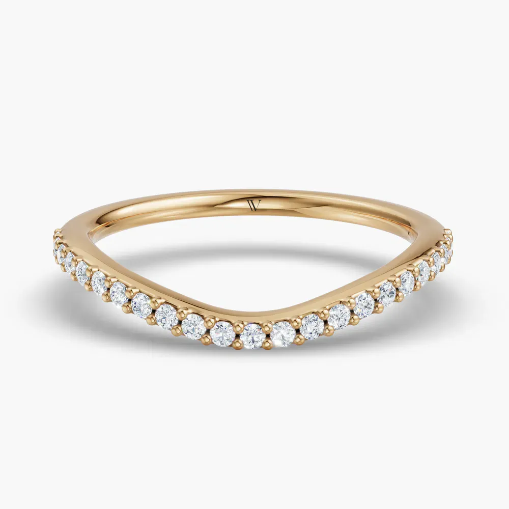 Curved, Stackable, Simple Lab Diamond Ring (0.1 CTW) in 14K Yellow Gold-Tivol