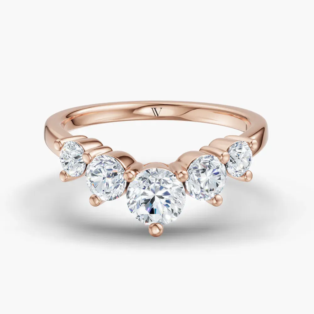 Curved, Stackable, Diamond Lab Diamond Ring (1 CTW) in 14K Rose Gold-Qyliva