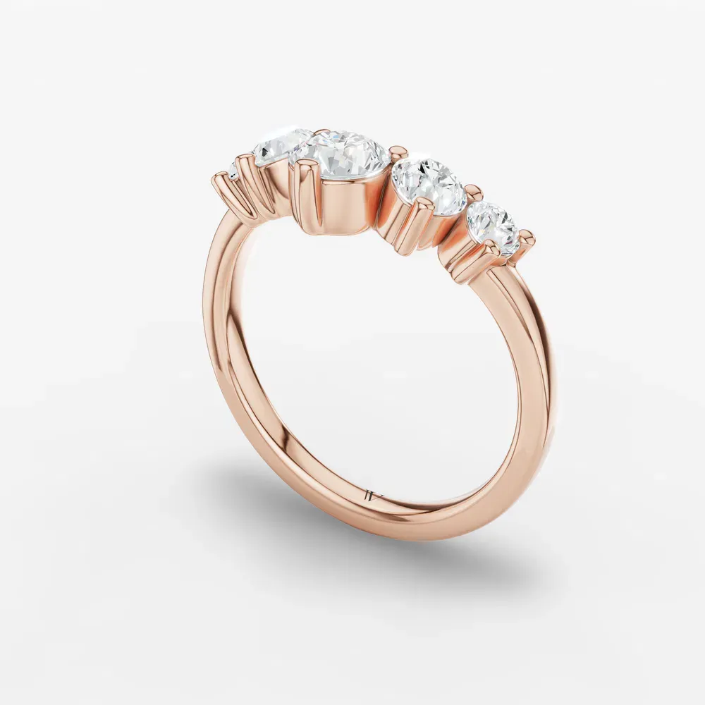 Curved, Stackable, Diamond Lab Diamond Ring (1 CTW) in 14K Rose Gold-Qyliva