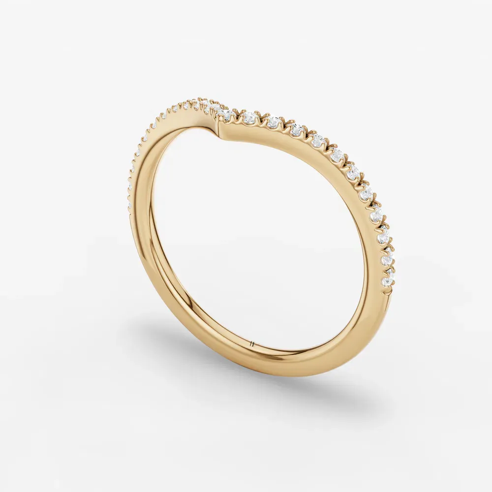 Curved, Stackable, Diamond Lab Diamond Ring (0.1 CTW) in 14K Yellow Gold-Zyvorin