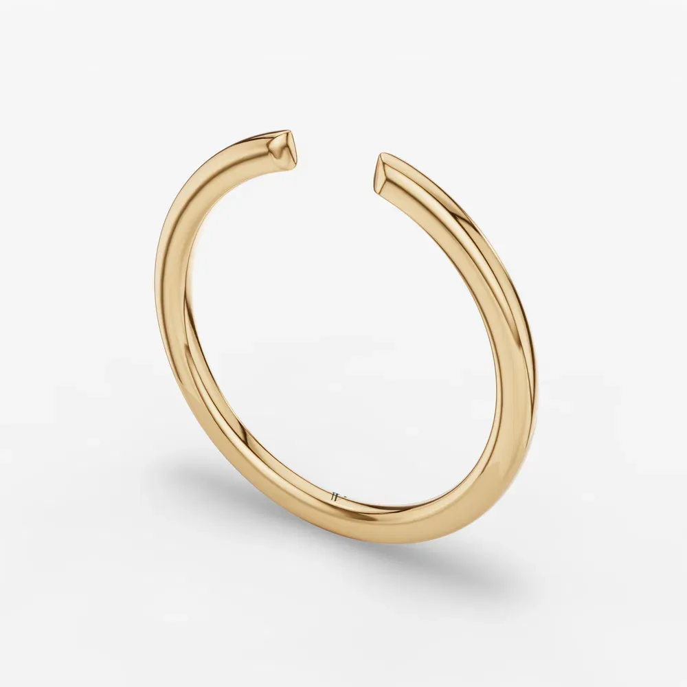 1.4mm Plain metal, Open, Stackable Wedding Ring in 14K Yellow Gold-Wurl