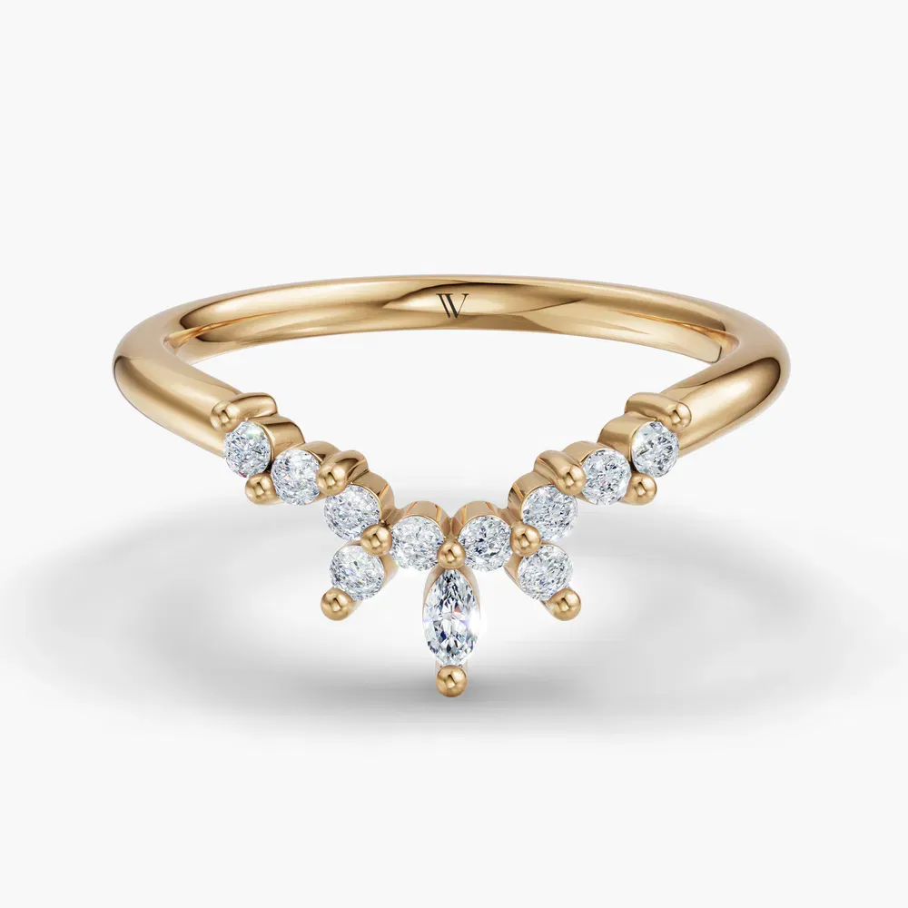 Curved, Stackable Lab Diamond Ring (0.2 CTW) in 14K Yellow Gold-Qrix