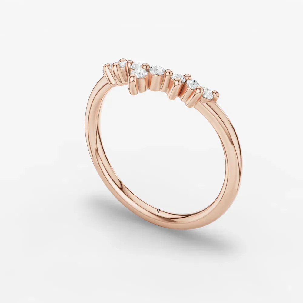 Stackable, Curved, Diamond Lab Diamond Ring (0.1 CTW) in 14K Rose Gold-Pymorl