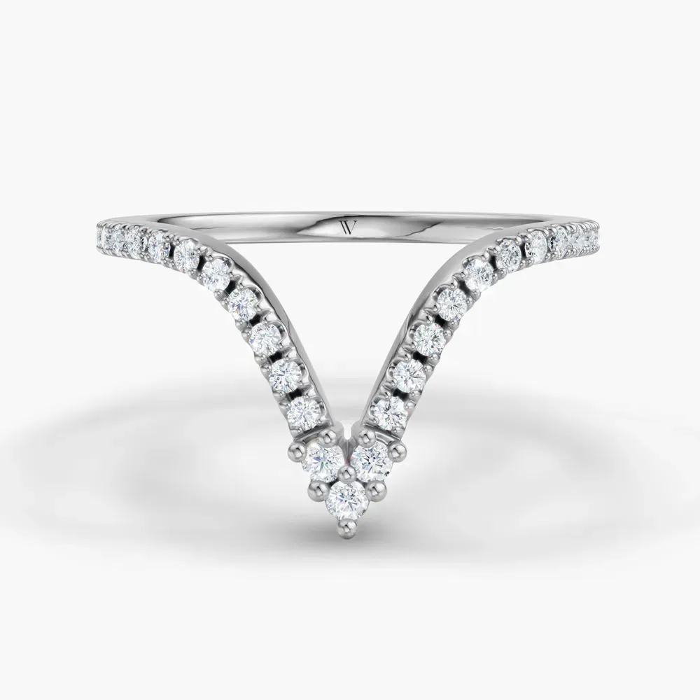 Stackable, Curved, Pave Lab Diamond Ring (0.2 CTW) in 14K White Gold-Esmo