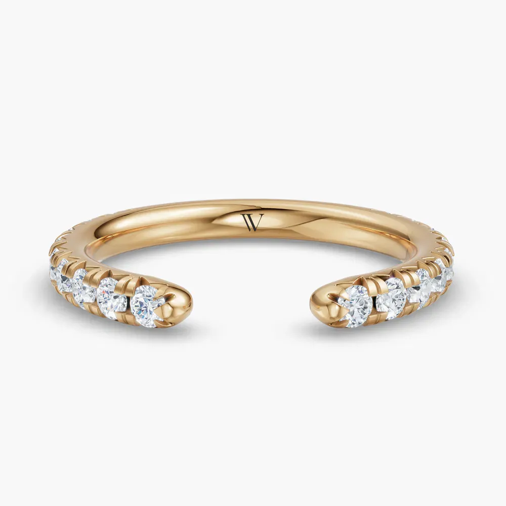 Stackable, Open, Pave Lab Diamond Ring (0.5 CTW) in 14K Yellow Gold-Nyselo