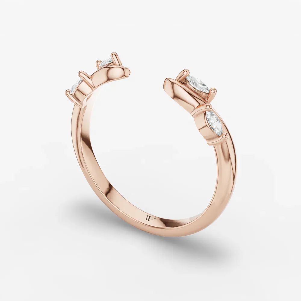 Open, Nature inspired, Stackable Lab Diamond Ring (0.09 CTW) in 14K Rose Gold-Grel